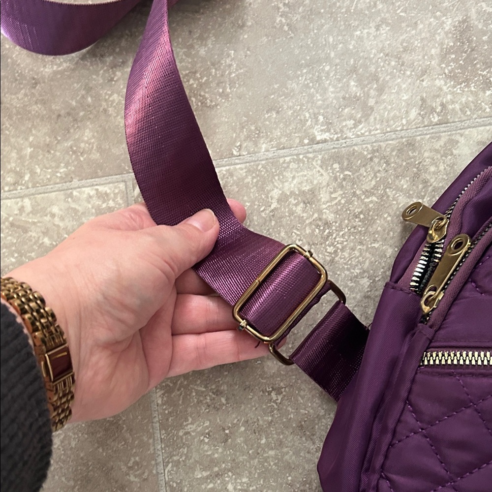 Purple Quilted Crossbody Sling Bag - Picture 3 of 7
